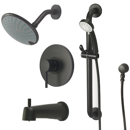 Pioneer Industries Single Handle Tub and Shower Trim Set in Matte Black TD-4MT131-ADA-MB